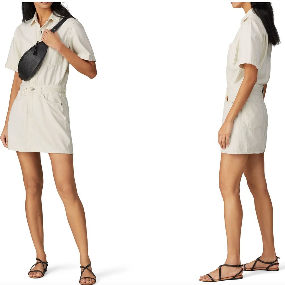 Rag & Bone Jean all-in-one denim mini dress in cream size small